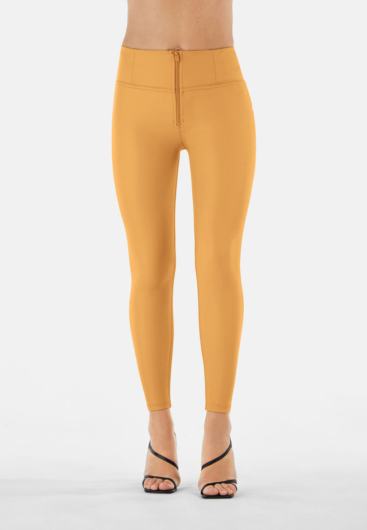 WR.UP® SKINNY PUSH UP VEGAN FAUX LEATHER TROUSERS WITH HIGH WAIST AND ZIP - Topaz
